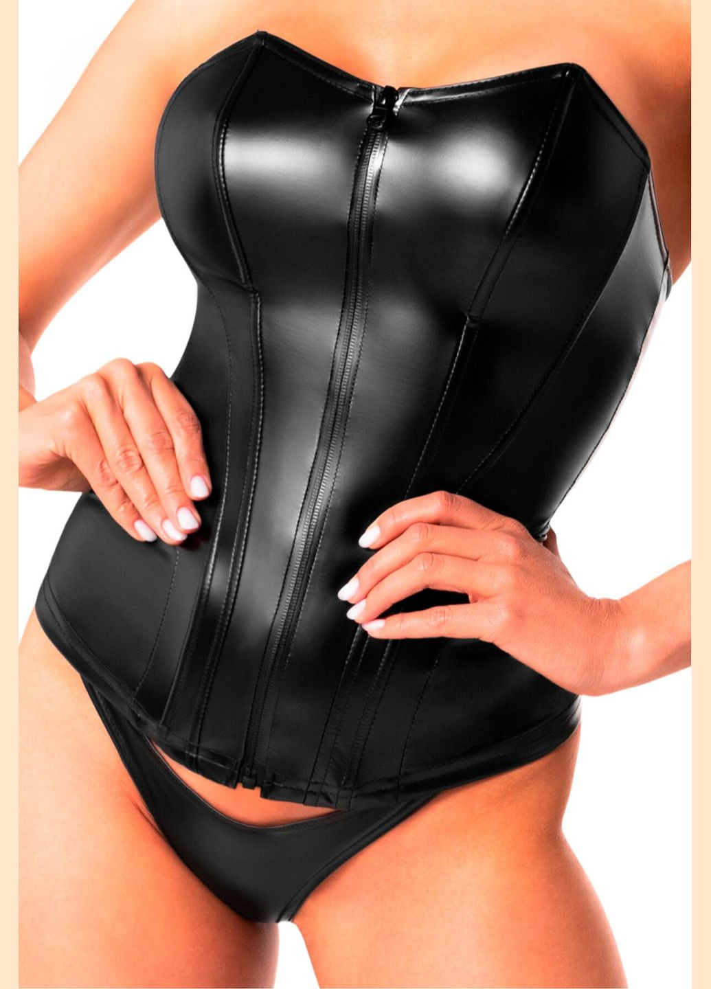 Корсет F334 Powerwetlook corset Noir Handmade (322741004)