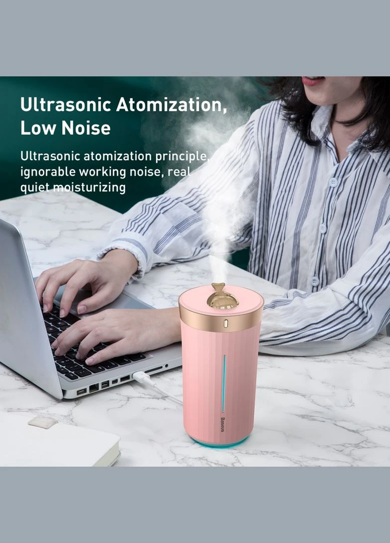 Зволожувач повітря Whale Car & Home Humidifier | 420mL | Рожевий Baseus (335834835)