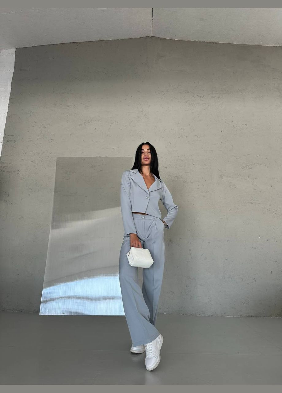 Женский серый костюм двойка No Brand (333830496)