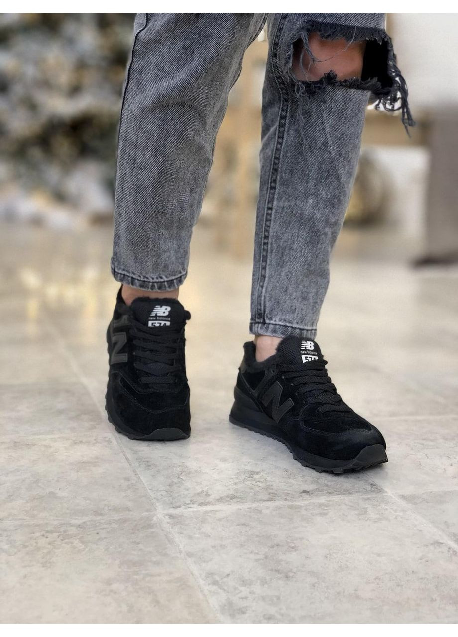 КРОССОВКИ ЖЕНСКИЕ NEW BALANCE 574 BLACK 1 НЬЮ БЕЛАНС 574 No Brand чёрные зима (369393249)
