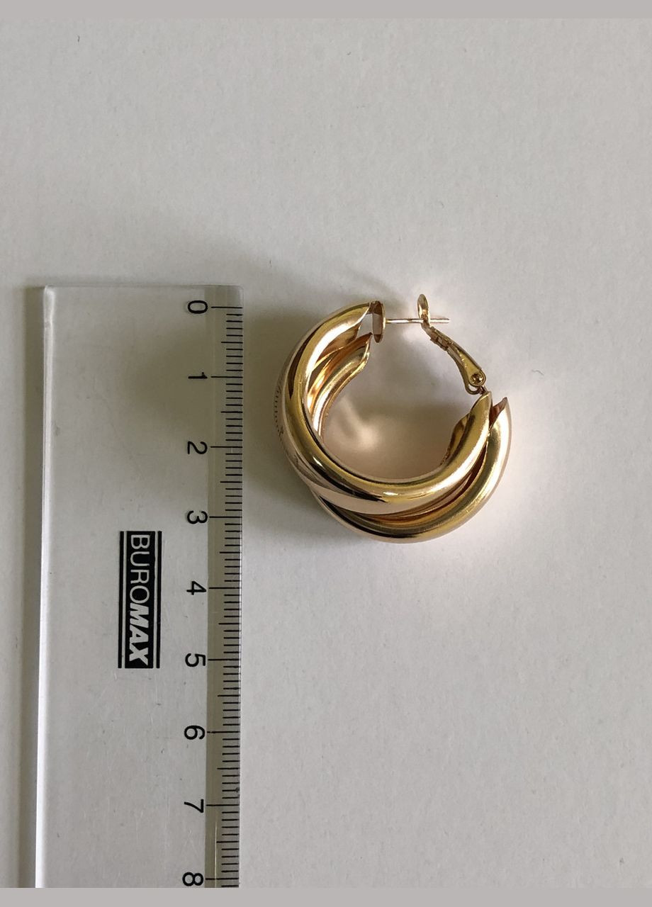 Серьги двойные кольца Золотой (12-139) No Brand (314931096)