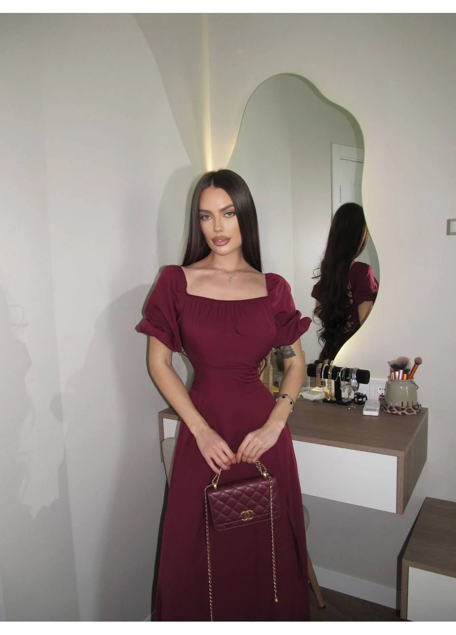 Бордова сукня максі із зав'язками на спині Fashion