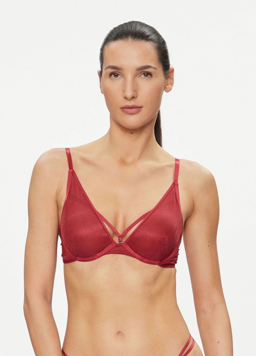 Бордовый полупрозрачный бюстгальтер Hunkemoller