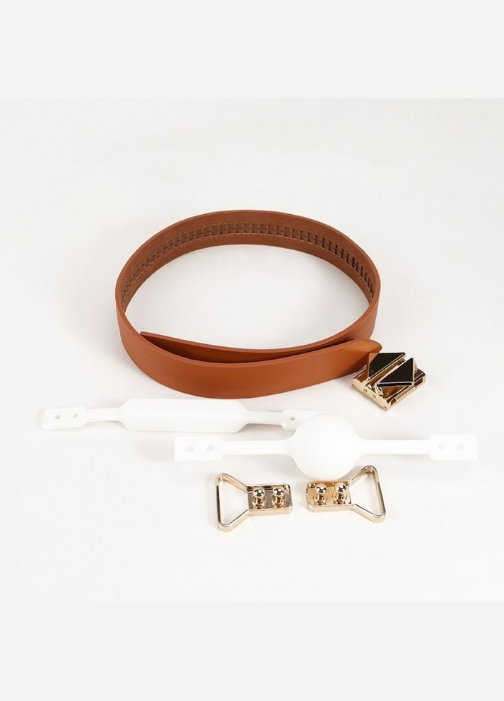 Кляп шкіряний 2 насадки Білокоричневий Lockink (306441774)