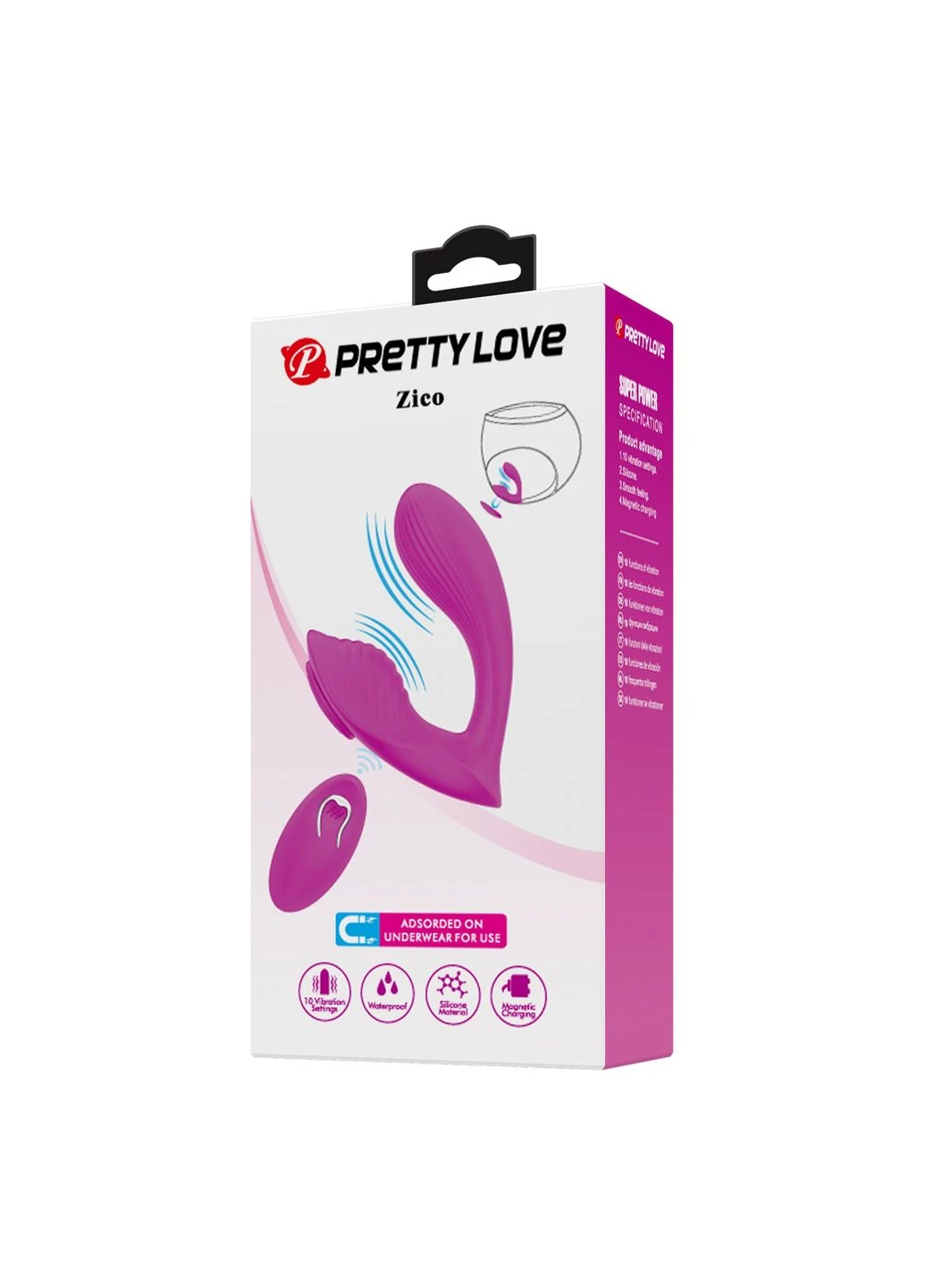 Вибростимулятор ZICO, Wireless remote control Memory function 10 vibration functionsPRETTY LOVE 21343 Pretty Love (391586403)