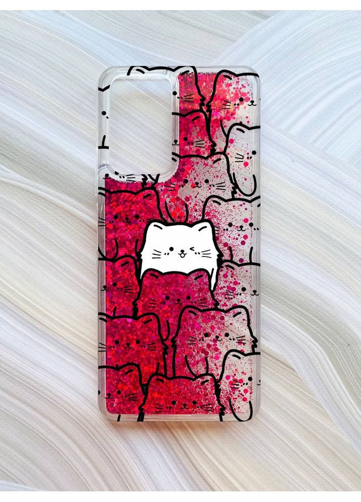 Чохол з плаваючими блискітками на Xiaomi Redmi Note 10 Pro/10 Pro Max Рожевий Котики (принт 392) CASE CONTROL (360684379)