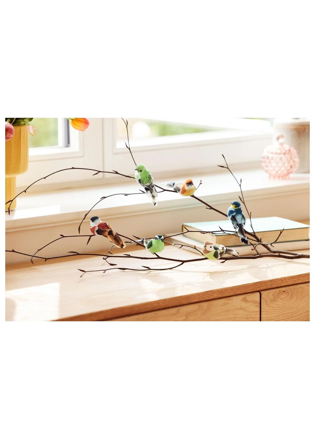 Набор декоративных птичек с натуральными перьями на прищепках 6 шт комбинированный Livarno home (369003096)