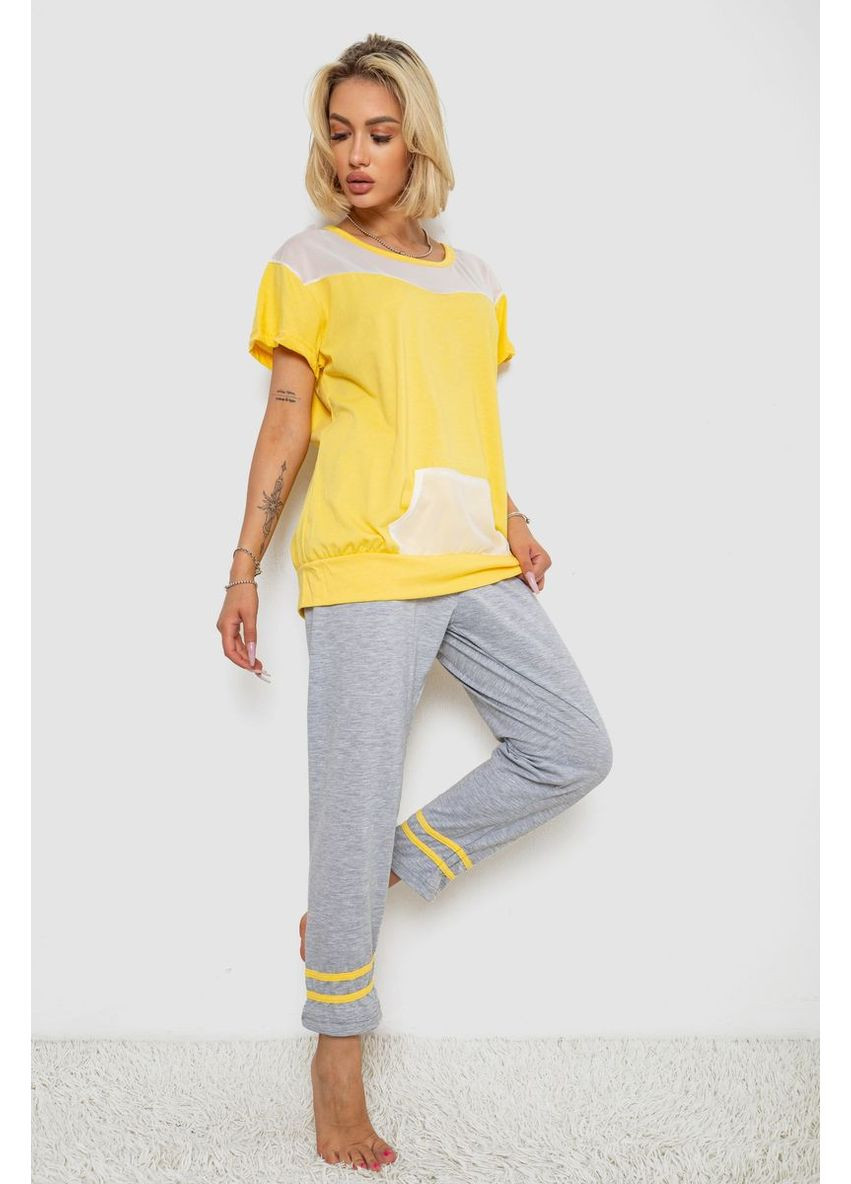Желтая всесезон пижама женская с принтом, 243r1600-032-1 Andi
