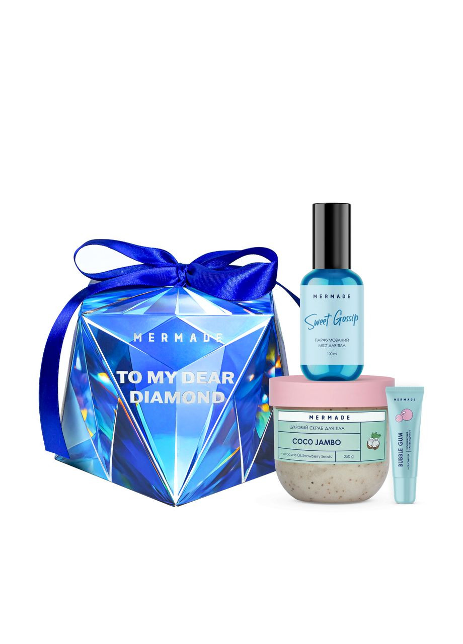 Подарунковий набір косметики для догляду за тілом Blue Crystal 3 в 1 для жінок. MERMADE (311538177)