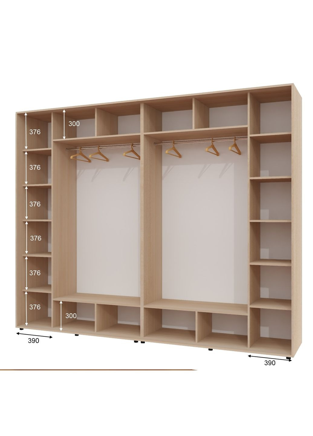 Шкаф-купе четырехдверный 300*60*220 Дуб молочный 2 ДСП/2 Зеркала с пескоструйным рисунком Алекса (360443322)