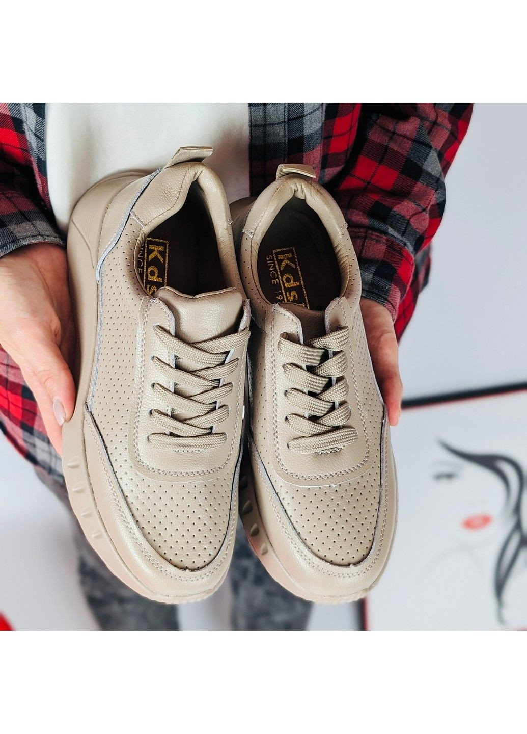 164 Кросовки Кожаные Бежевые KDSL бежевые демисезоны (289797886)