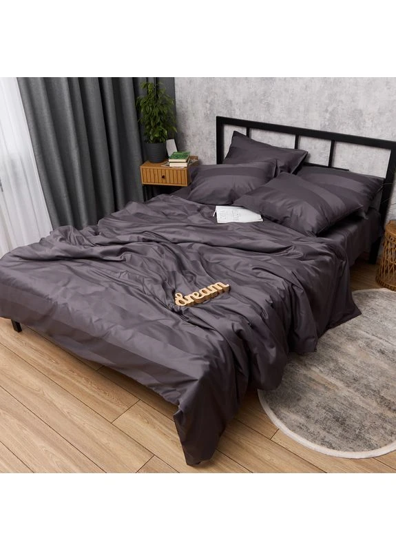 Комплект постельного белья Satin Stripe Семейный 160х220х2 наволочки 2х40х60 (MS-820016935) Moon&Star Dark Graphite (400235232)