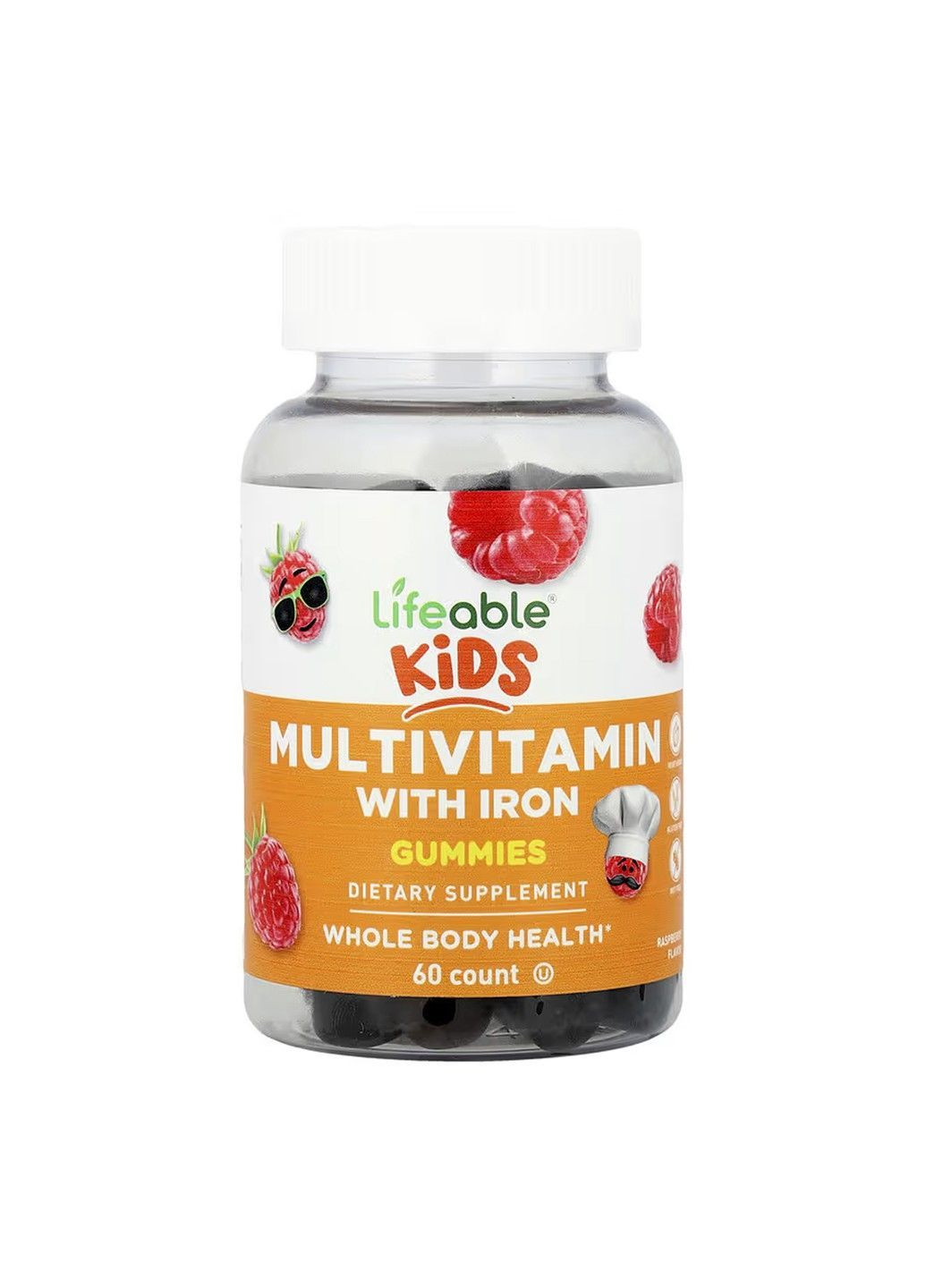 Multivitamin with Iron Kids, мультивітаміни із залізом, для дітей, 60 жувальних таблеток Lifeable (370162540)