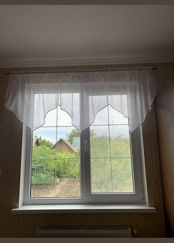 Ламбрекен готовий на тасьмі, короткий тюль на вікно, декор для вікон Вуаль Білий 320*75 Hanna (317171300)