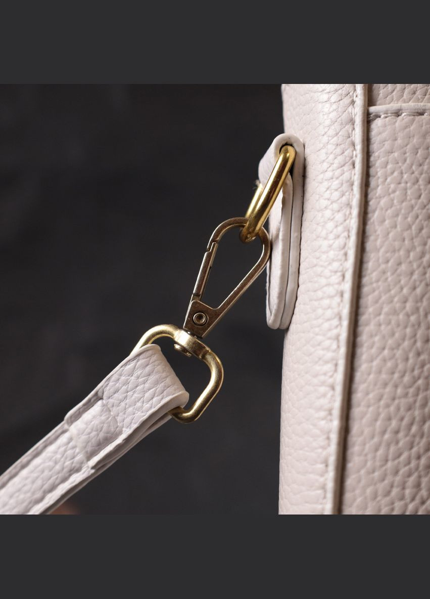 Кожаная сумка вертикального формата с клапаном 22309 Белая Vintage (298570314)
