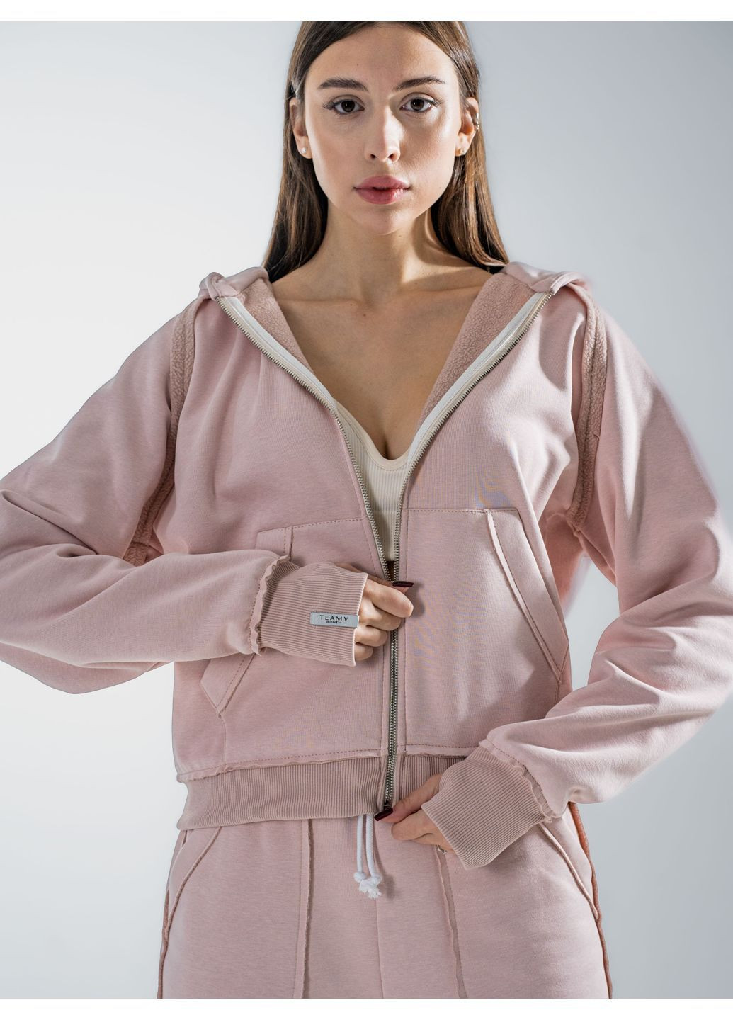 Спортивний костюм жіночий теплий на флісі зимовий оверсайз на блискавці Francis Teamv (365856073)
