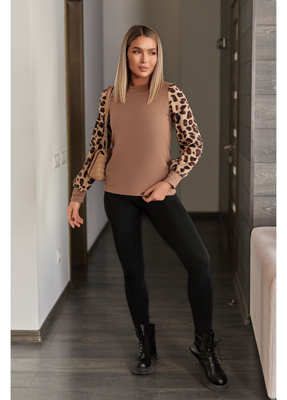 Стильна жіноча кофточка з леопардовими рукавами Fashion (360603258)