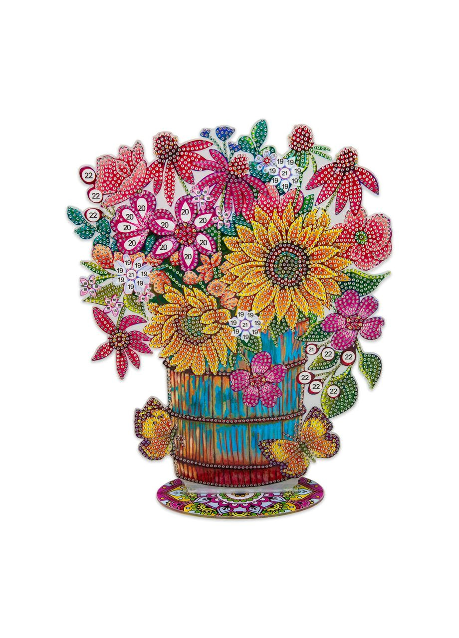 Алмазная мозаика ПРЕМИУМ Букет цветов на подставке размером 30х30 см (BJP21) Strateg (362446148)