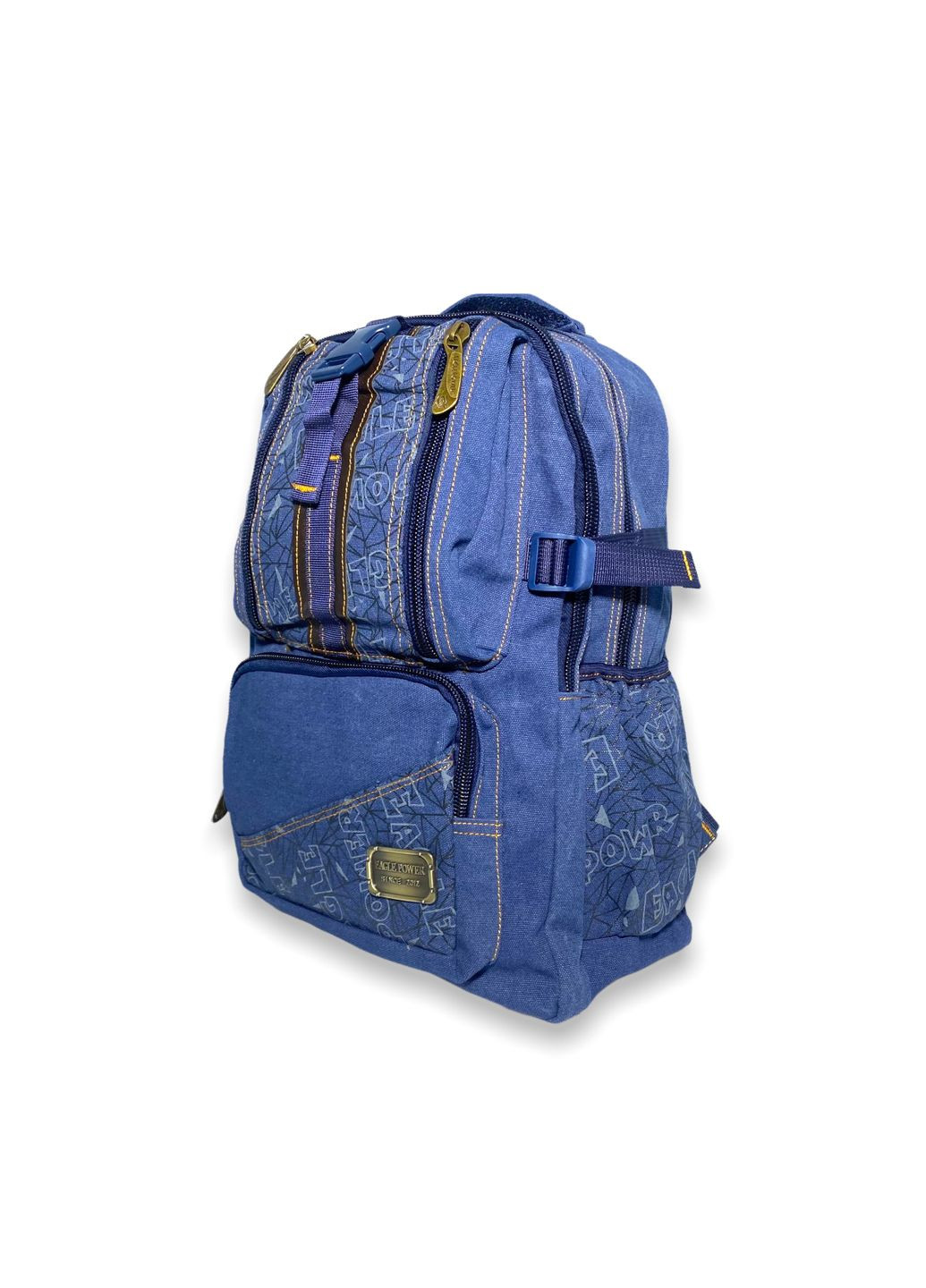 Брезентовий рюкзак,756EP два відділи три фронтальних кишені, бокові кишені розмір 40*30*15см синій Eagle Power (286421754)