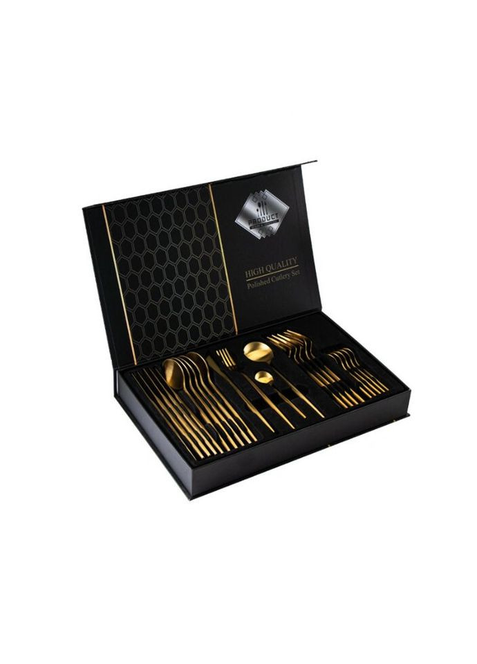 Набор столовых приборов 9513 24 предмета золотистый No Brand (335714875)