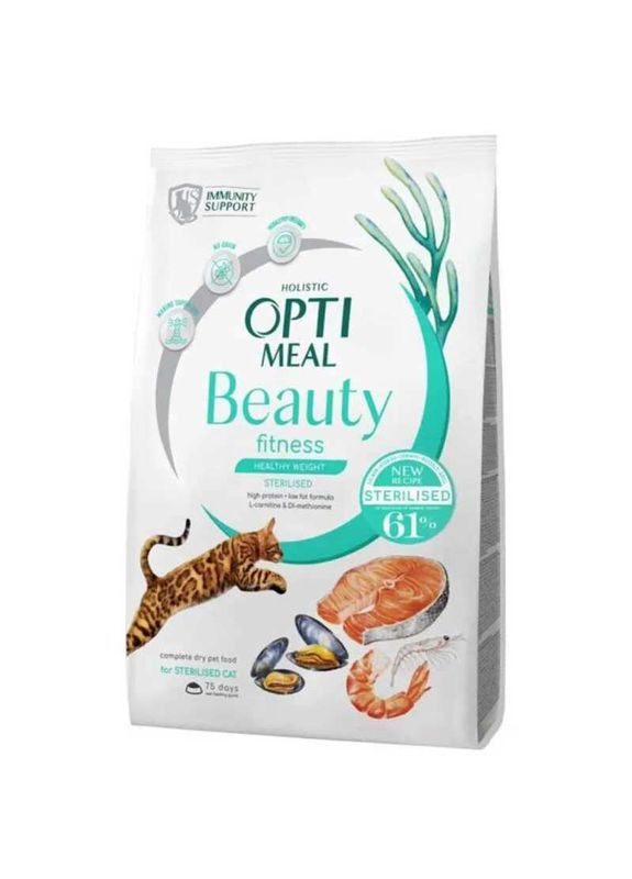 Beauty Fitness Sterilised Healthy Weight Cat - Сухий корм із морепродуктами для стерилізованих кішок - 4 кг Optimeal (327055826)