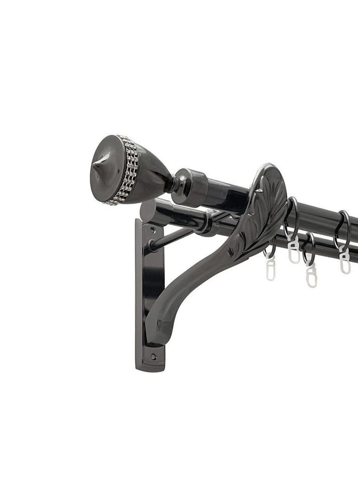 Карниз Этерния металлический двухрядный ретро гладкая труба Оникс 25\19 мм 160 см (00-00021491) ORVIT (300693480)