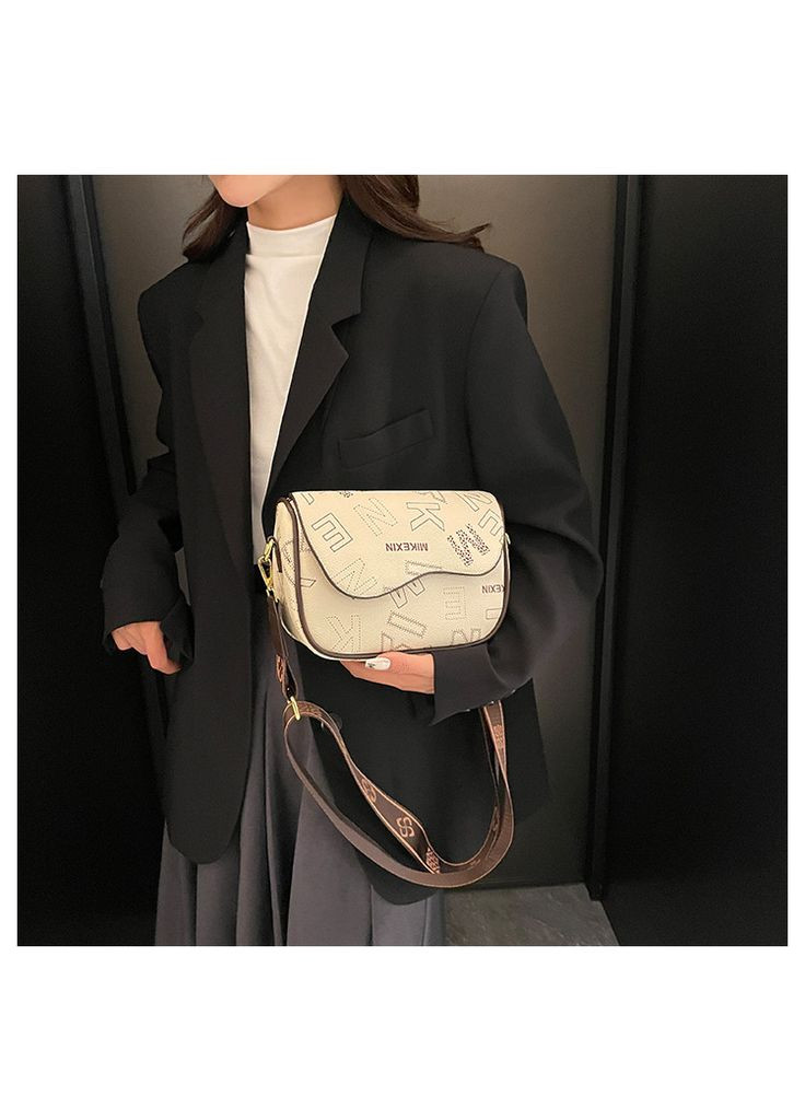 Модная повседневная сумка через бежевое плечо с буквами КиП (315919445)