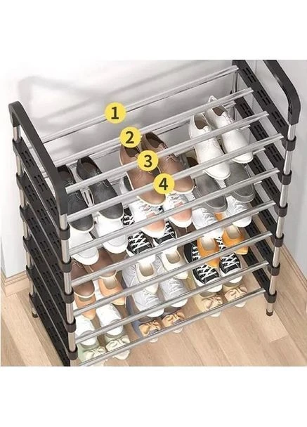 Полиця для взуття Shoe Rack 6 полиць 56х28х113см чорний No Brand (388556919)