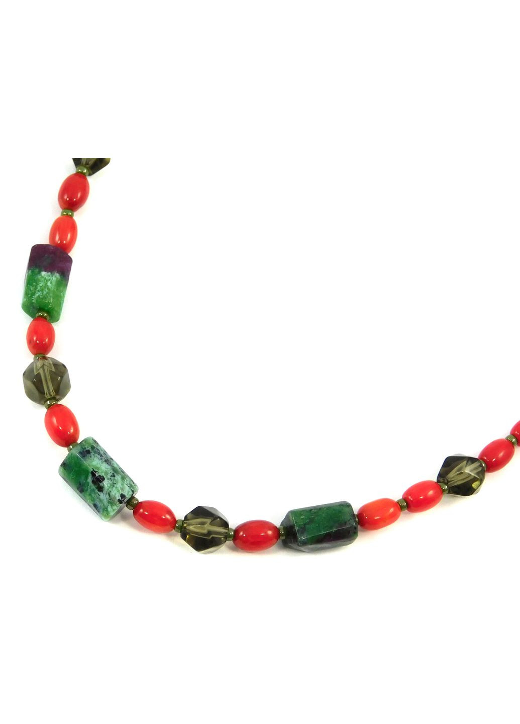 Эксклюзивное ожерелье "Калиновое" Корал рис, Цоизит рубка, Топаз многогранный Fursa fashion (322314945)