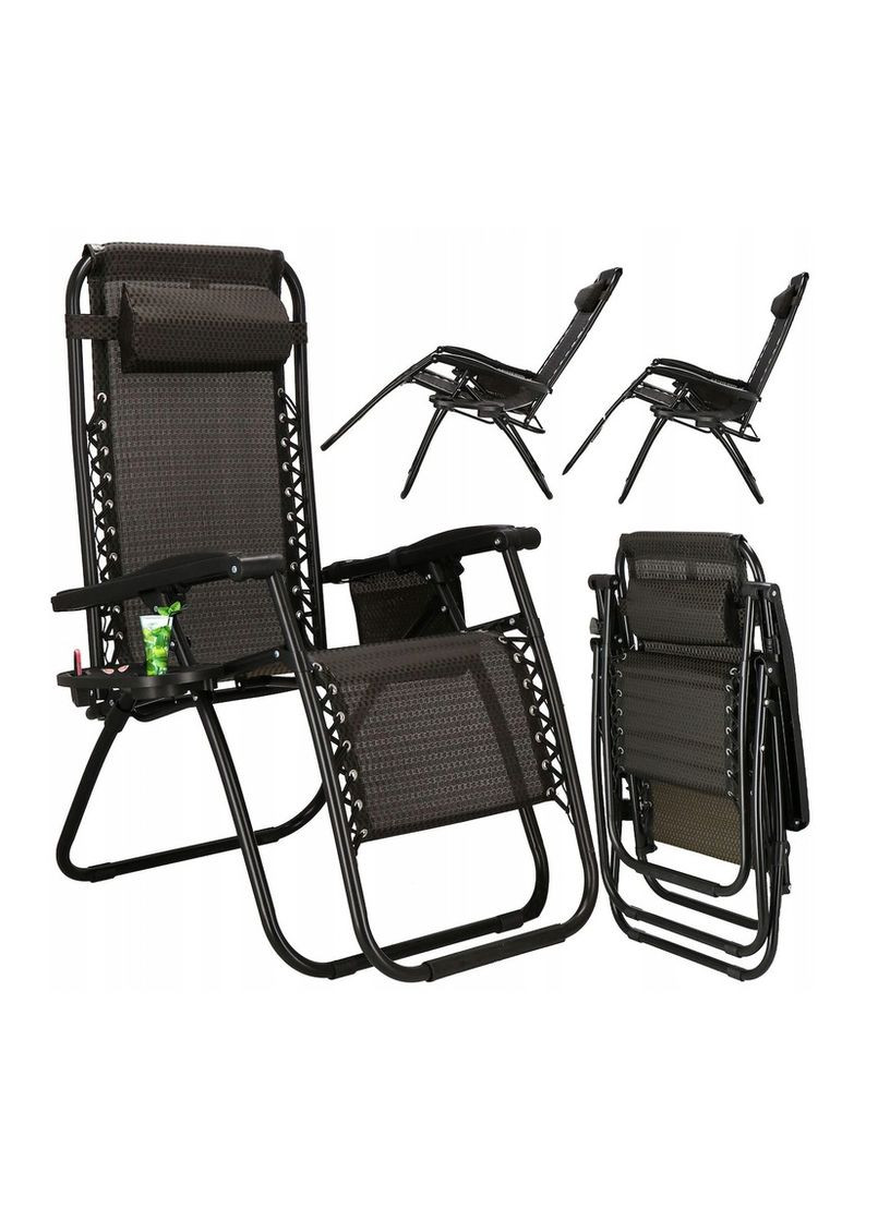 Комплект 2-а раскладных кресла-шезлонга + столик Zero Gravity Plaid (LB-ZGT-F3-PLD) LEOBRO (367107638)