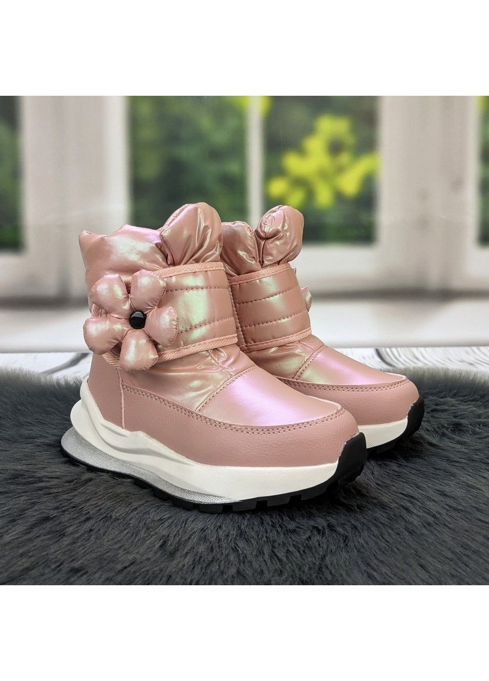 Розовые повседневные зимние ботинки детские зимние для девочки Kimboo