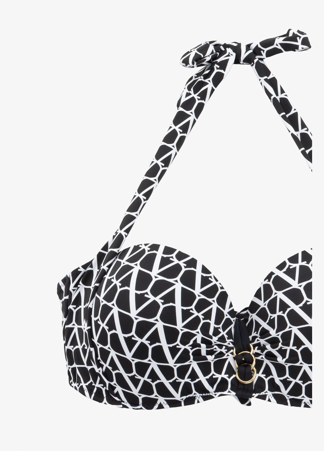 Чорно-білий демісезонний купальник з візерунком верх жіночий 25173-k shop (2000990925800) On me