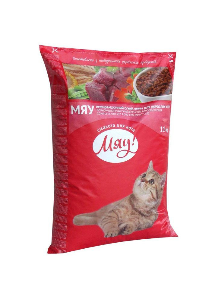 Сухой корм с Карасём для взрослых кошек 11 кг Мяу Мяу! (278309629)