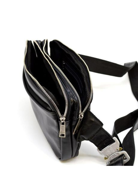 Сумка на пояс через плече чоловіча для телефону та документів шкіряна середня Чорний 35938 TARWA (337671227)