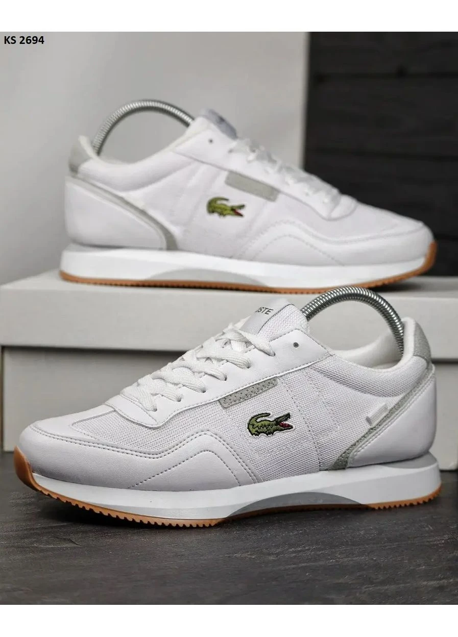 Білі кросівки чоловічі lacoste t-clip white лакоста білі демісезон No Brand
