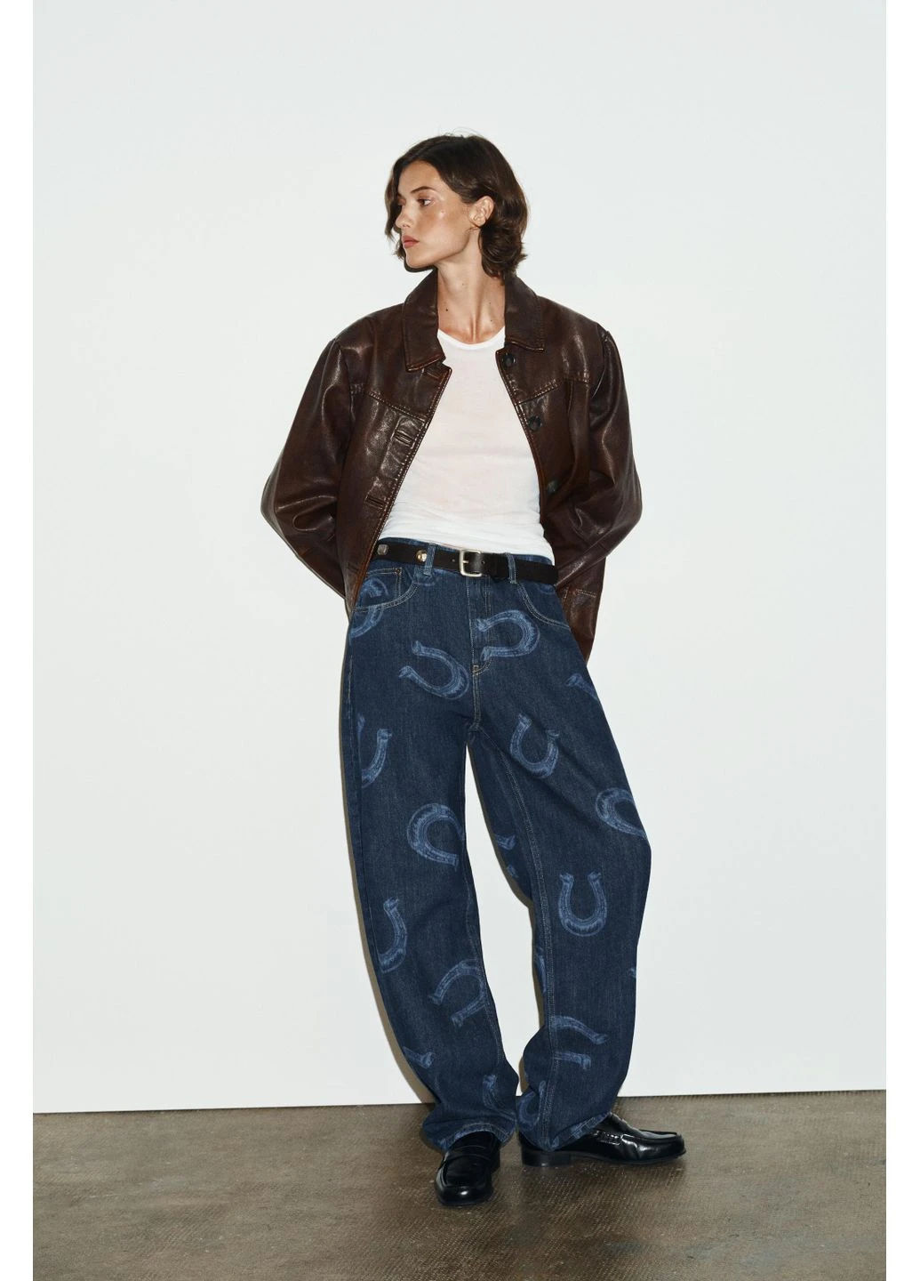 Джинси barrel trf з високою посадкою та підковами Zara - (381280482)