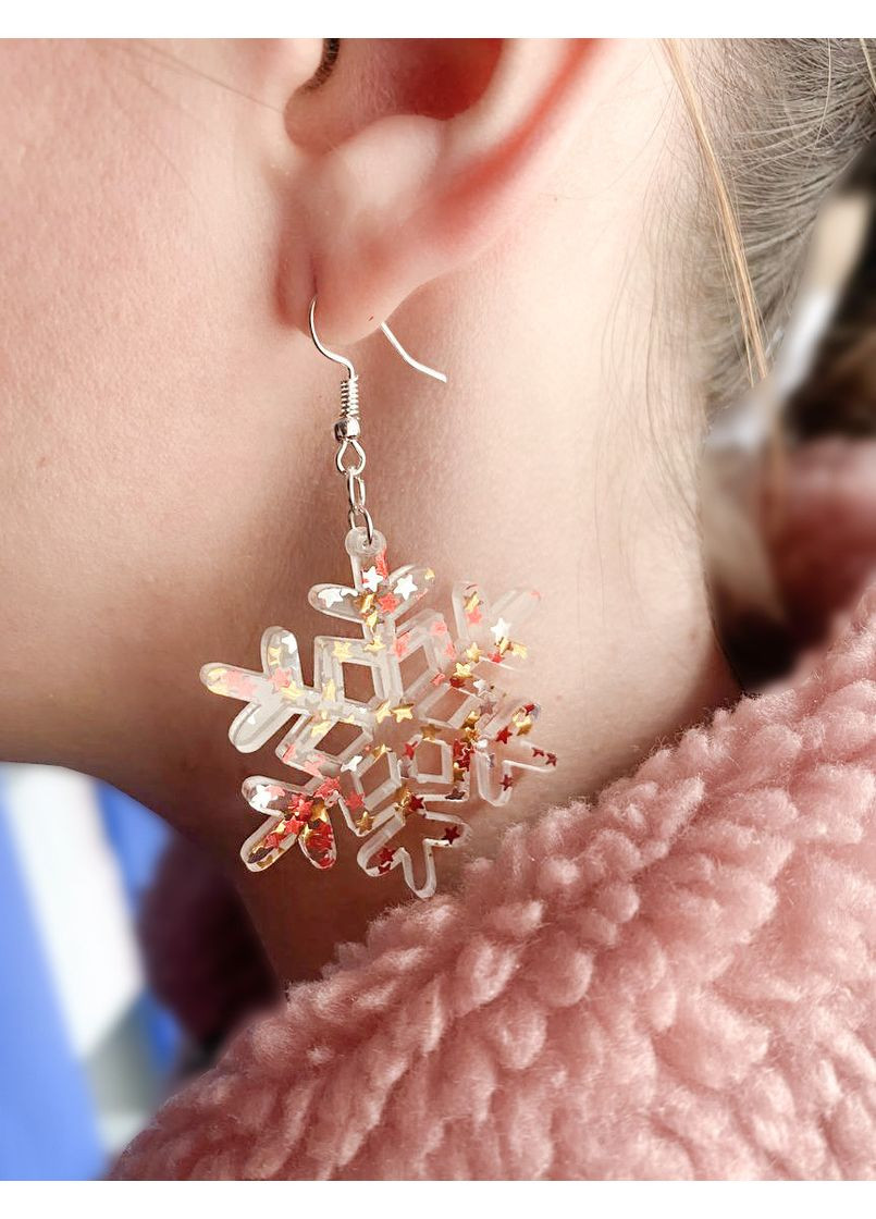 Серьги Снежинка с блёстками звёздочками CASE CONTROL (360707862)