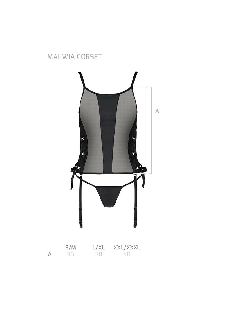 Сітчастий корсет з екошкіри Malwia Corset black Passion (282966997)
