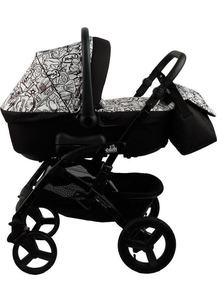 Коляска 3 в 1 DINAMICO UP SMART, черная рама, цвет чернобелое граффити (897T/V90/990/782K) CAM (307836155)