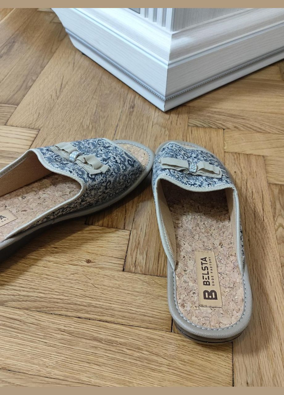 Бежевые женские комнатные тапочки цвет поперечный банн открытая пробка 38 Белста