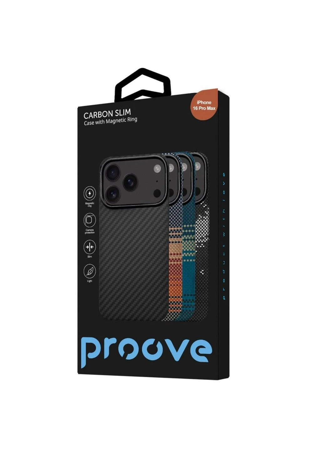 Чохол Carbon Slim with Magnetic Ring iPhone 16 Pro Max Onyx Proove (382769118)