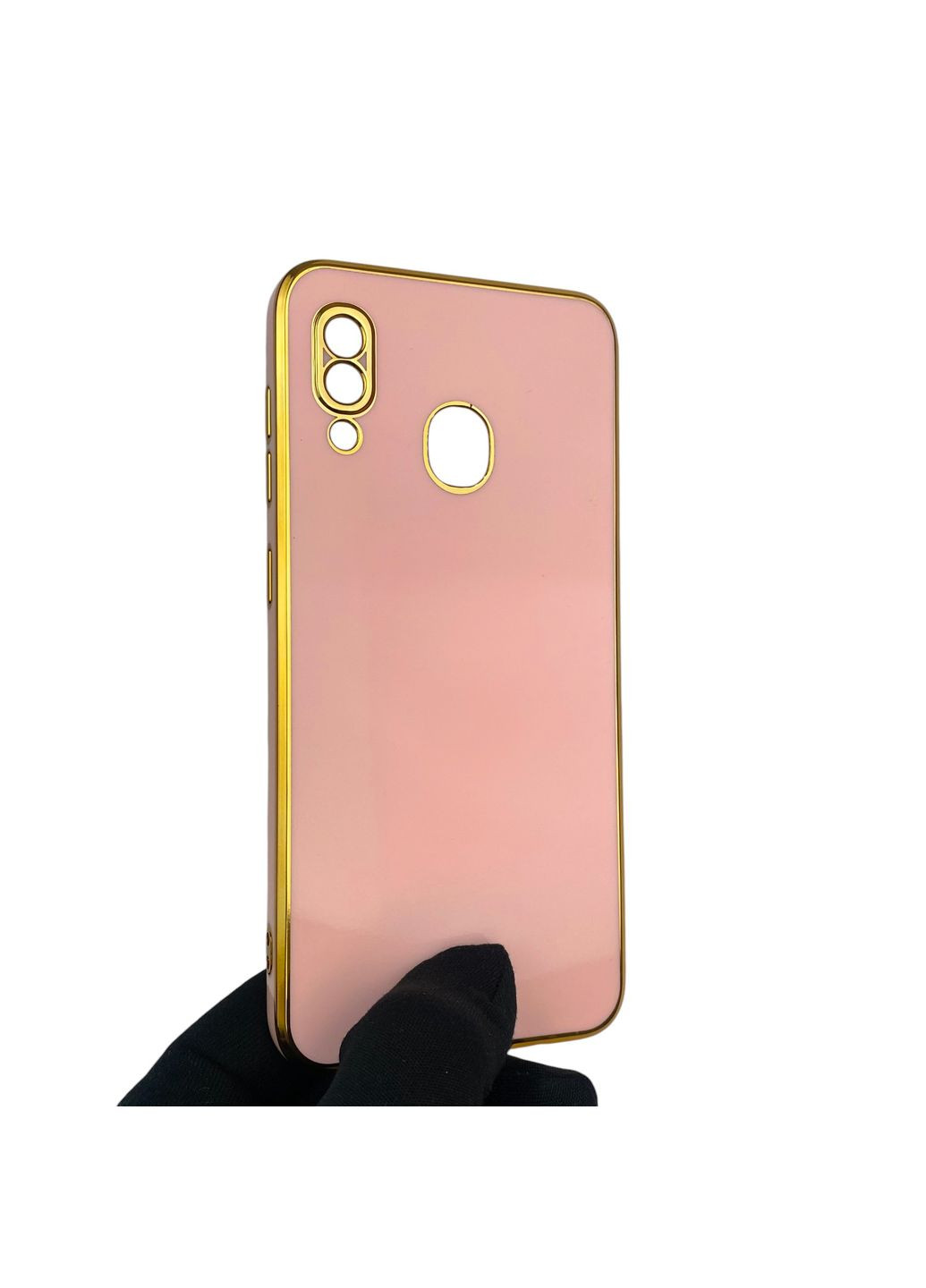 Чехол для Galaxy A20 SM-A205F с защитой камеры с золотой окантовкой на самсунг а20 пудровый gs1 Samsung (366233905)