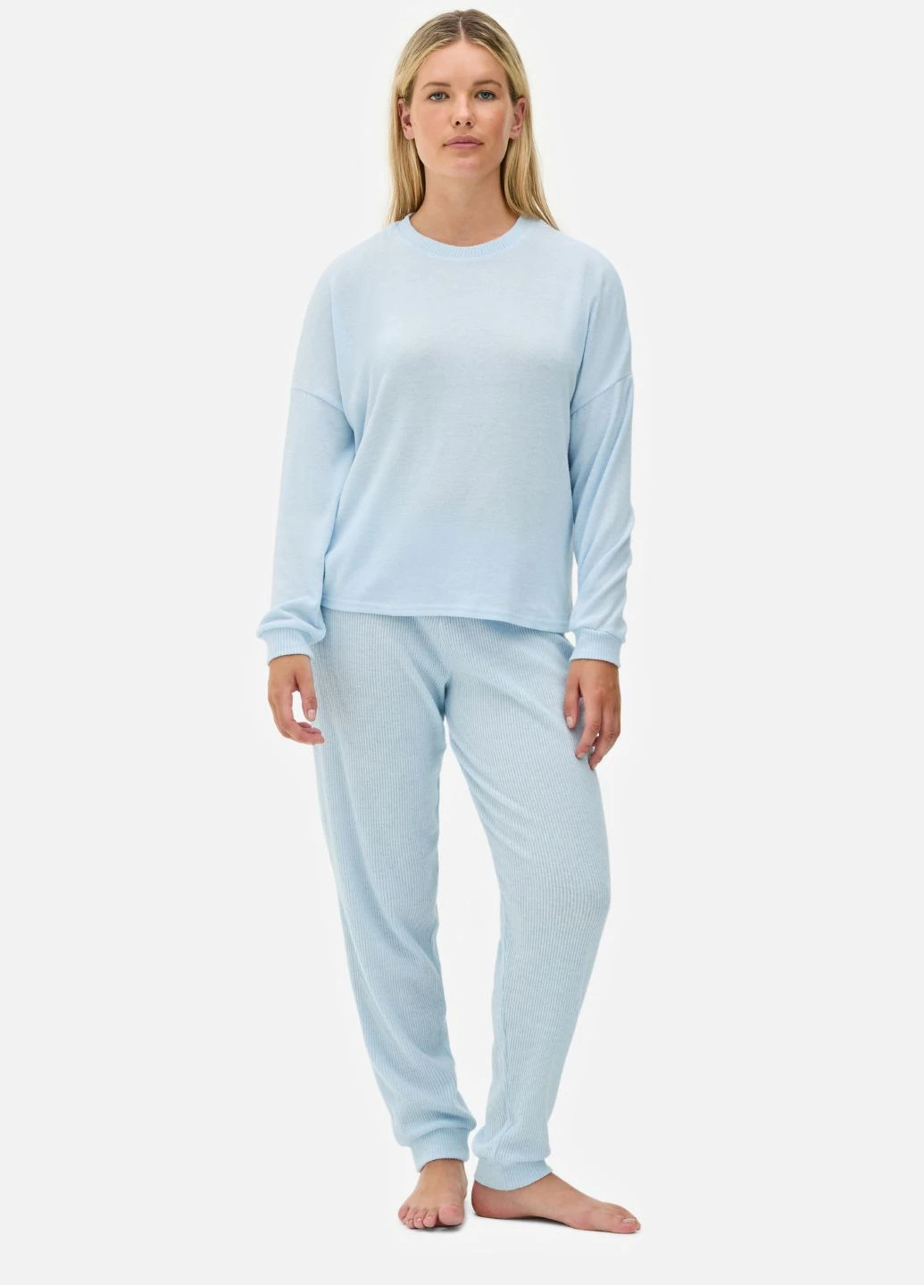 Блакитна всесезон ультрам'який в'язаний піжамний комплект super soft long pyjamas для дому та сну (8249) світшот + брюки Primark