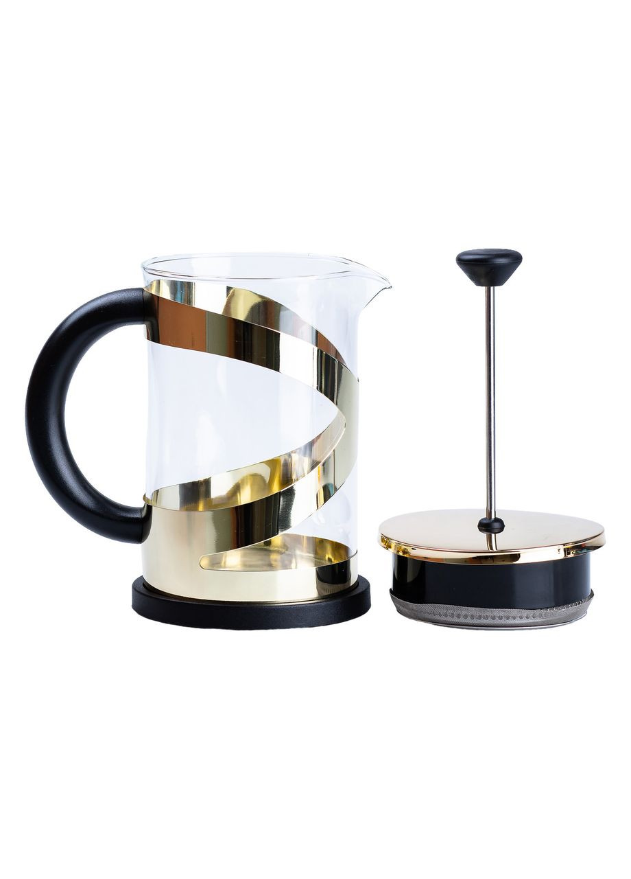 Чайник прозрачный заварочный с френч прессом 800 мл Золотой TS Kitchen (321997787)