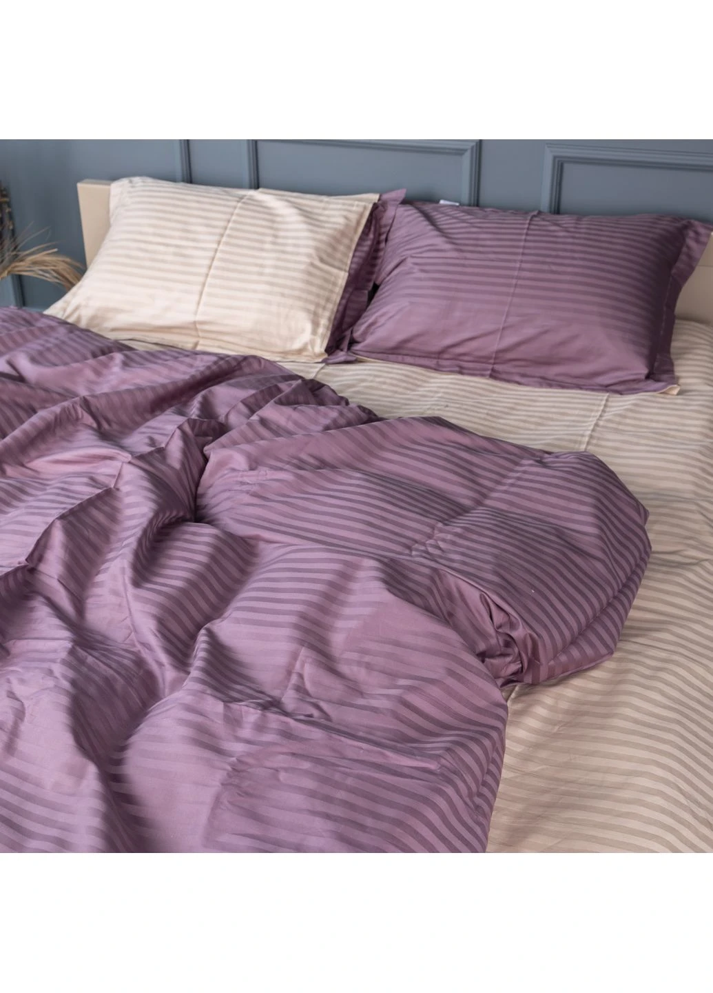Комплект постільної білизни Сатин TEENAGER Satin Stripe 30-0008 + 30-0004 Waleis Полуторний Євро Mirson (399967459)