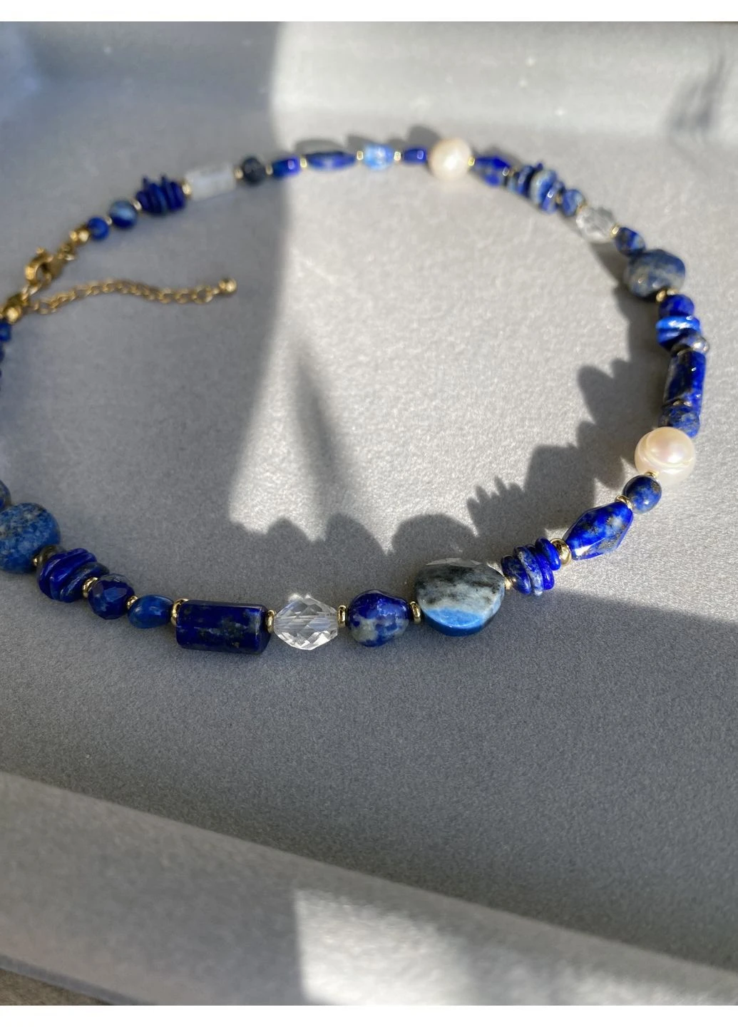 LAZURITE CHOKER No Brand лазурит, перли (прісноводні), горний кришталь нержавіюча сталь золото (394240996)