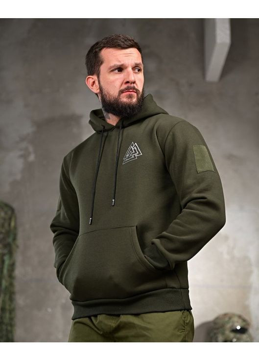 Тактическое мужское худи на флисе Руны олива No Brand (363222643)