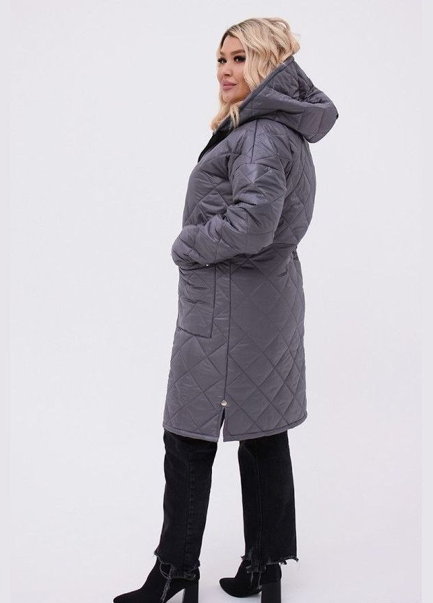 Серая женская теплая стеганная куртка цвет серый р.48/50 449424 New Trend