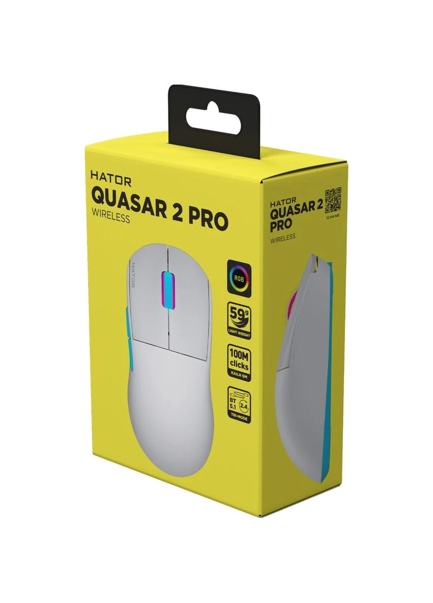 Мышь Quasar 2 Pro Wireless White/Cyan (HTM561WC) [116881] Hator (400894173)