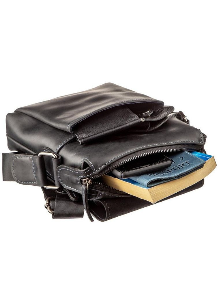 Сумка планшет через плече чоловіча з натуральної шкіри маленька Чорний 37831 Shvigel (361660276)